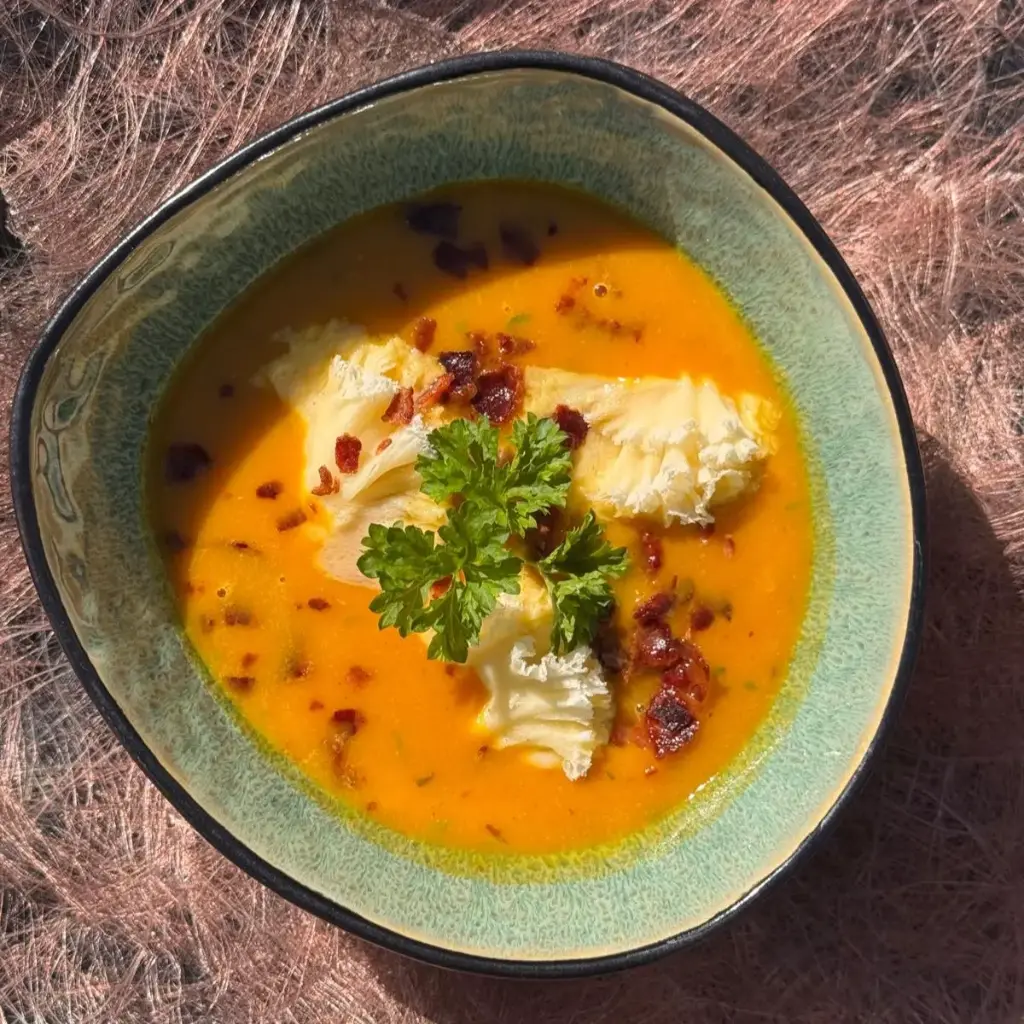 Velouté de butternut, patate douce et lait de coco
